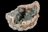 Pink Amethyst Geode Half With Grey Calcite - Argentina #127285-1